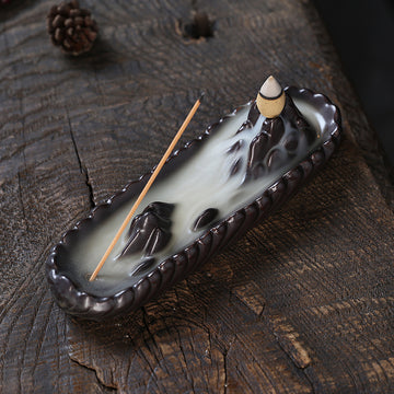 Ceramic Backflow Incense Burner Creative Mountain Waterfall Backflow Incense Burner Three-in-One Incense Burner Home Decor
