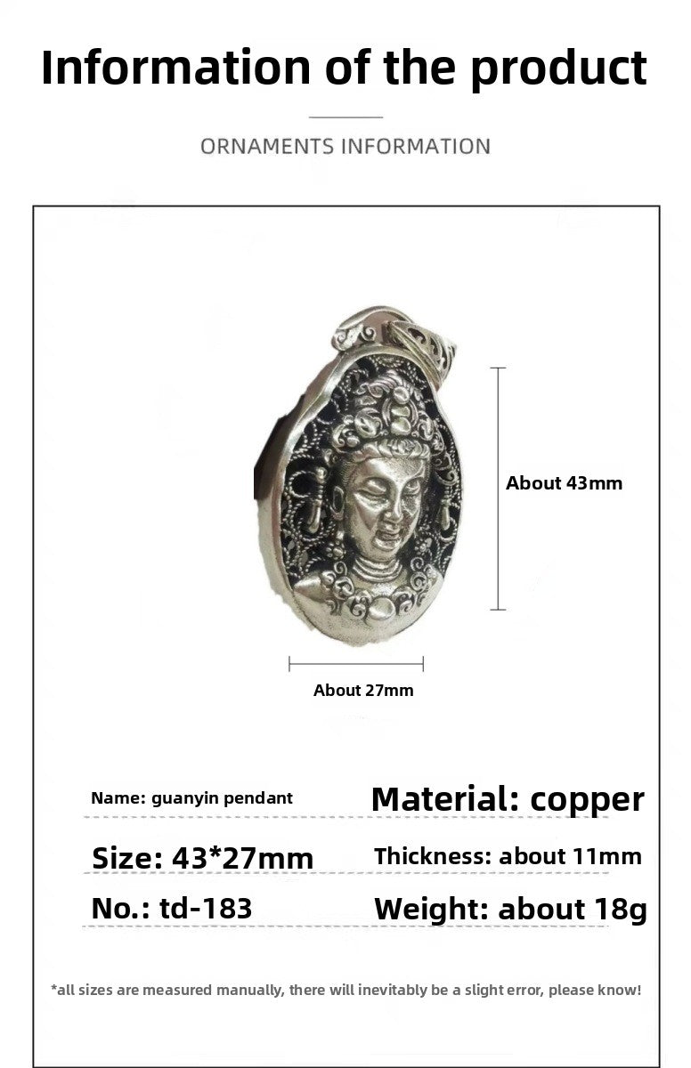 Zensoullab Thai Silver Men's Pendant Guanyin Pendant Distressed Long Ethnic Style Six Words Mantra Virgin Vintage Handmade Buddha
