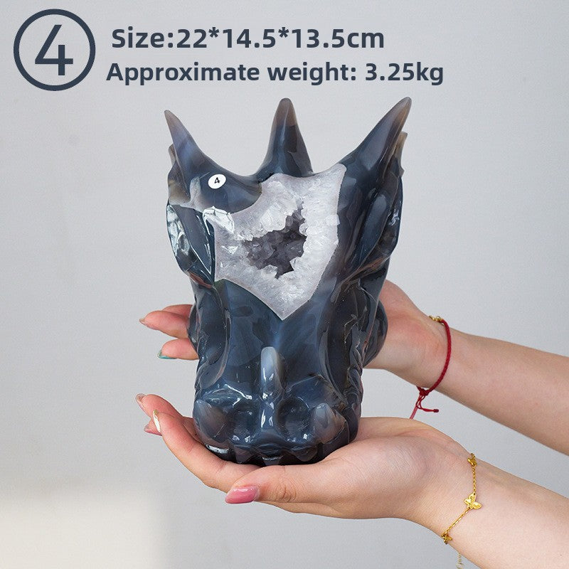 zensoullab Natural Crystal Faucet Ornament Agate Geode Hand-Carved Piece Raw Stone Polished Crystal Craft Desktop Decoration