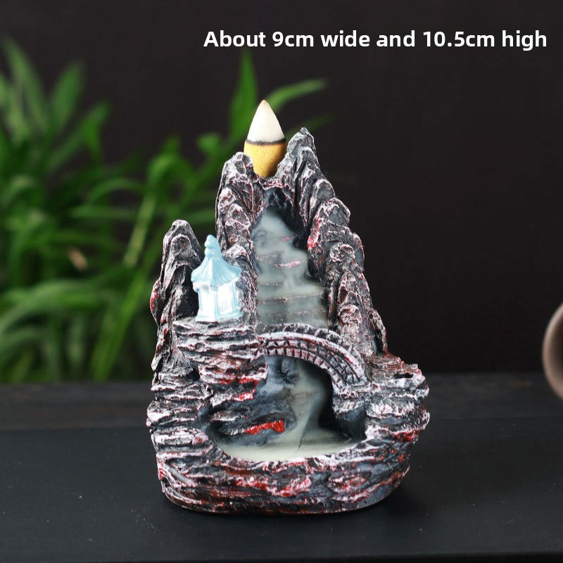 zensoullab Resin Backflow Incense Burner Zen Rockery Home Indoor Living Room Incense Burner Backflow Incense Landscape Decoration Ornament