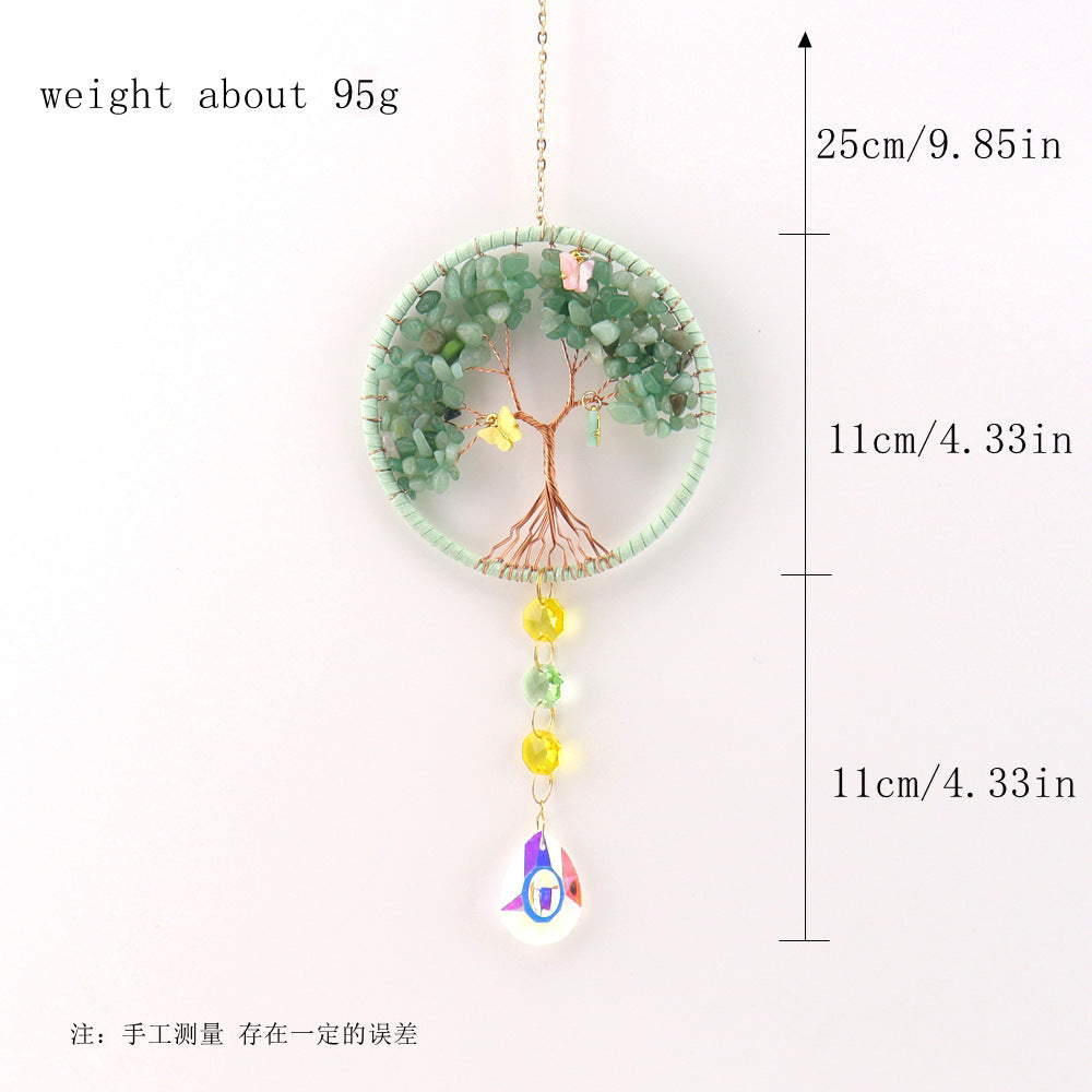 zensoullab Home Decor Pendant Inspiration Design Natural Crystal Tree of Life Sun Catcher Crystal Wind Chime