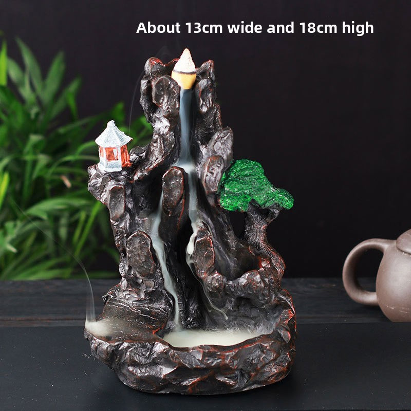 zensoullab Resin Backflow Incense Burner Zen Rockery Home Indoor Living Room Incense Burner Backflow Incense Landscape Decoration Ornament