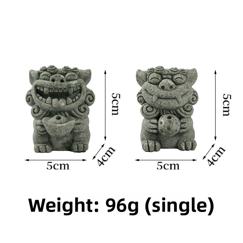 zensoullab Chinese Style Stone Lion Incense Holder Indoor Incense Stick Sandalwood Agarwood Small Incense Tray Creative Festive Tea Ceremony Desktop Ornament