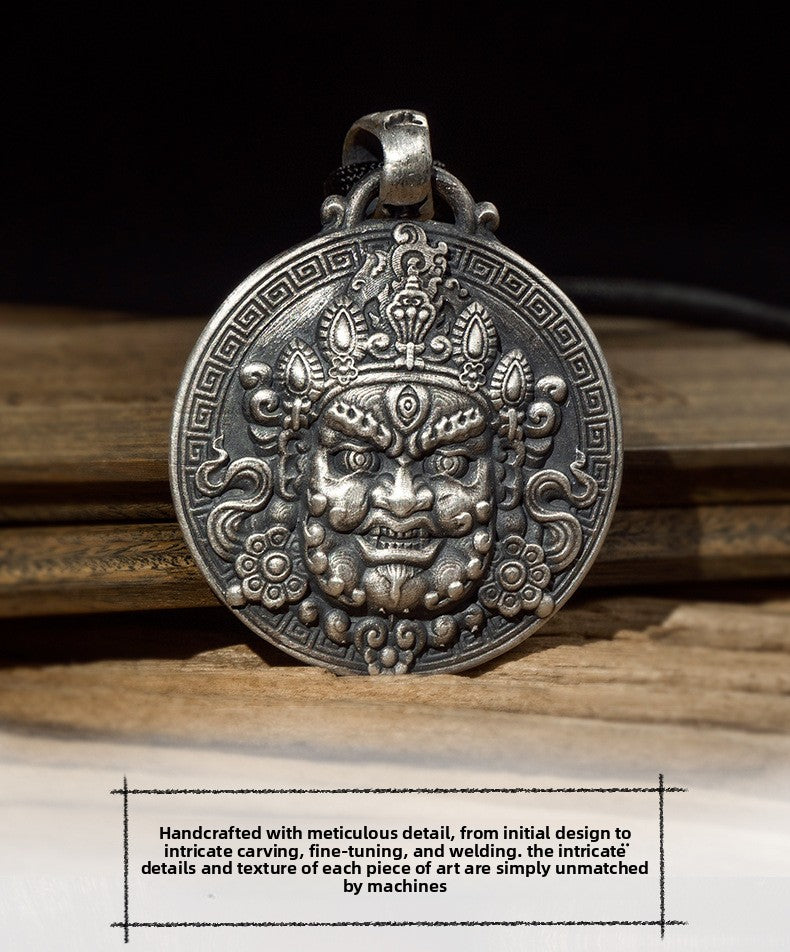 zensoullab National Trend Thai Silver Pendant Retro Three-Eyed Wisdom Buddha Hanging Ornament Original Handmade Buddha Amulet Versatile Men's and Women's Necklace