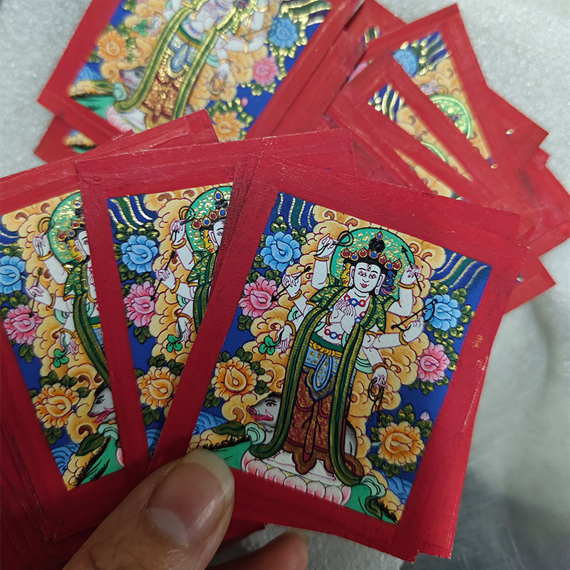zensoullab Nepal Hand-painted Moli Branchi Tian Vajrasattva Thangka Tibetan Buddha Statue Bodhisattva Thangka Gawu Box Necklace Pendant