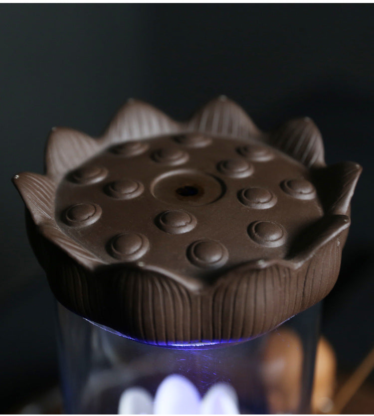 zensoullab Jingchen Special Windproof Cover Little Monk White Lotus LED Light Backflow Incense Burner Home Decor Ornament Original