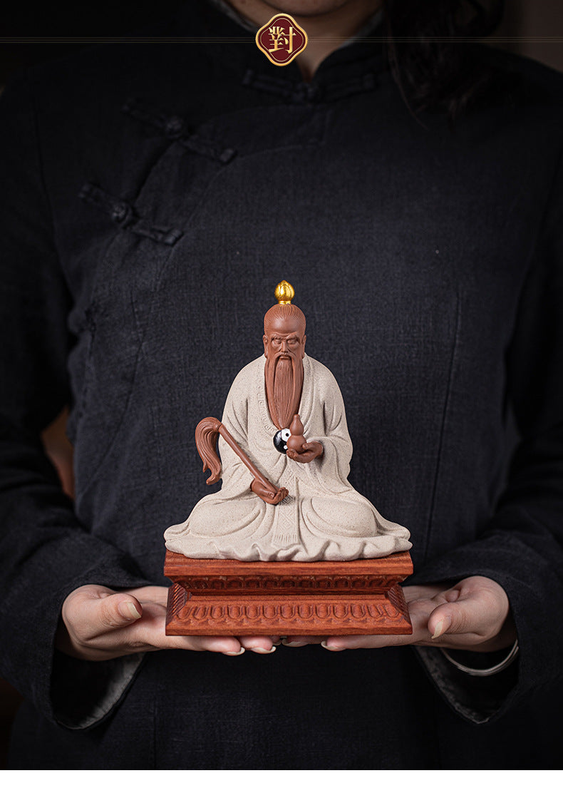 zensoullab Zen Style Chinese Ceramic Taishang Laojun Three Pure Ones Taoist Patriarch Yuanshitianzun Living Room Creative Home Decor Antique Shelf Ornament