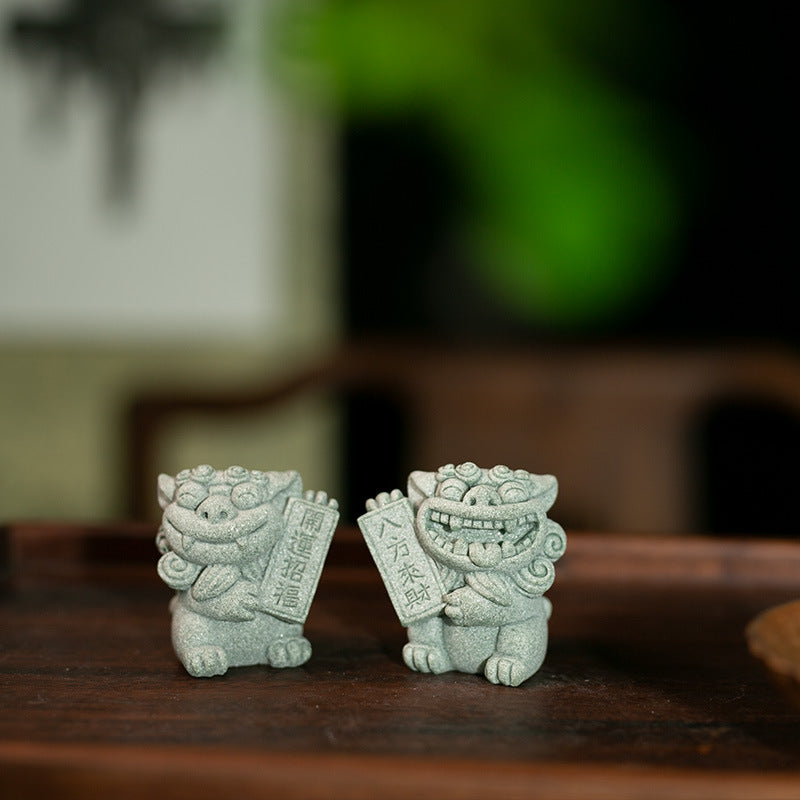 zensoullab Chinese Style Fortune-Bringing Lucky Beast Lion Desktop Creative Home Decoration Tea Pet Fish Tank Landscape Ornament Decoration