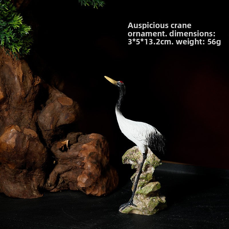 zensoullab Little White Crane Ornament Rockery Fish Tank Bonsai Landscape Decoration Crane Small Ornament Zen Living Room Flying Crane Decoration