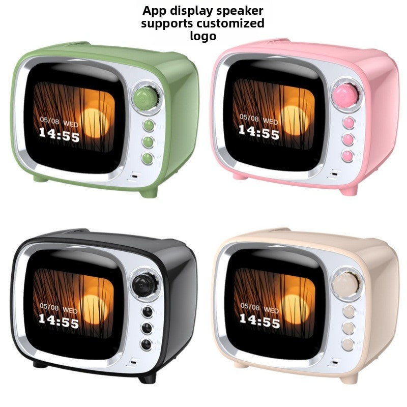 zensoullabAi Smart APP Screen Bluetooth Speaker Creative Retro TV Style Small Speaker Subwoofer Alarm Clock White Noise