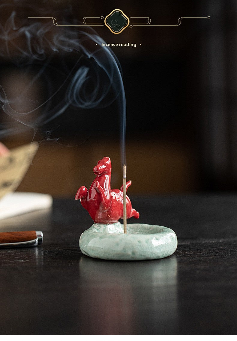 zensoullab Ceramic Small Tang Horse Incense Burner Creative Incense Holder Home Indoor Aromatherapy Burner Sandalwood Agarwood Incense Holder Incense Device
