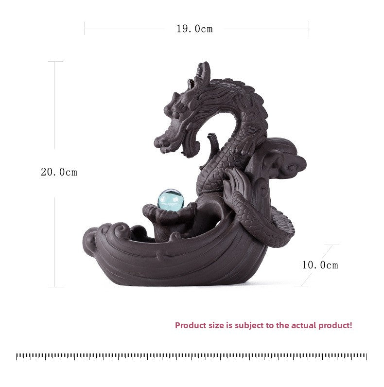 zensoullab New Purple Clay Dragon Backflow Incense Burner Creative LED Light Windproof Cover Dragon Backflow Incense Burner Home Decor Original