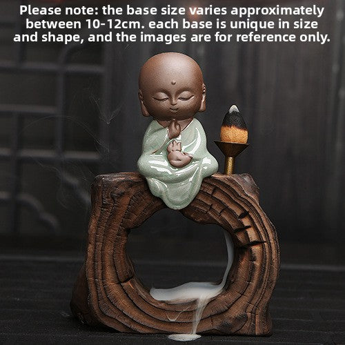 zensoullab Yunshang Tea Pet Ornament Creative Little Monk Purple Clay Backflow Incense Burner Tea Set Accessories Home Office Art Ornament