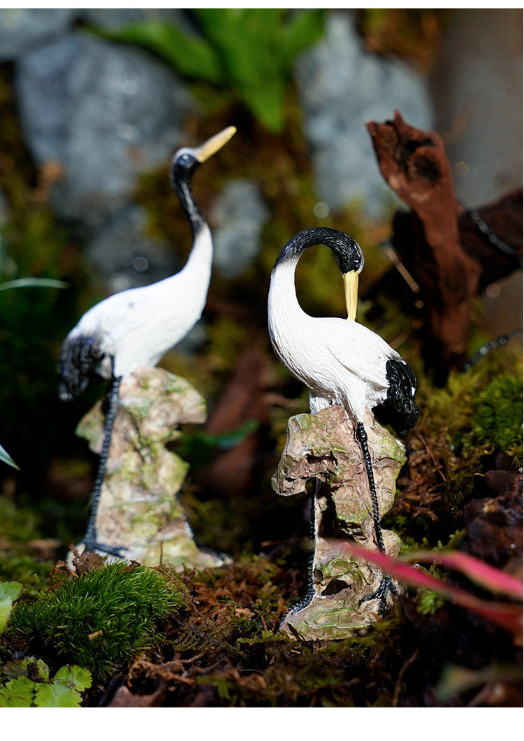 zensoullab Little White Crane Ornament Rockery Fish Tank Bonsai Landscape Decoration Crane Small Ornament Zen Living Room Flying Crane Decoration