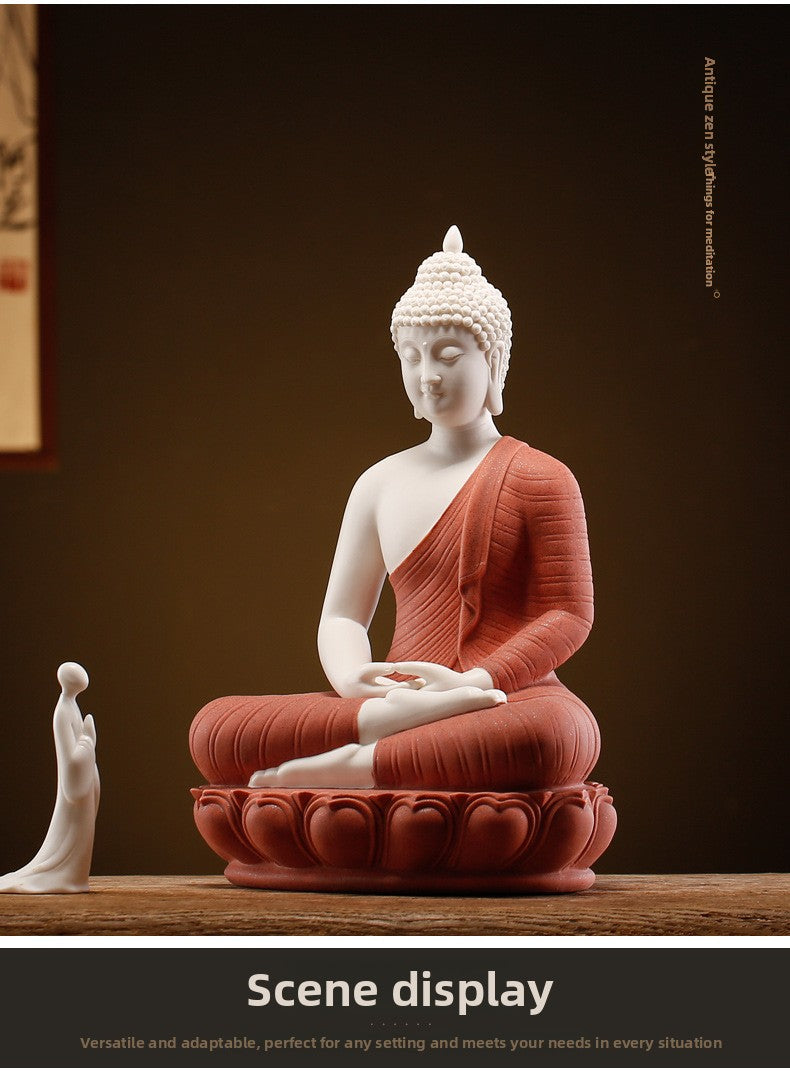 zensoullab Zen New Chinese Style Shakyamuni Buddha Lamp Circle Ornament Creative Home Interior Decoration Living Room Entrance Worship