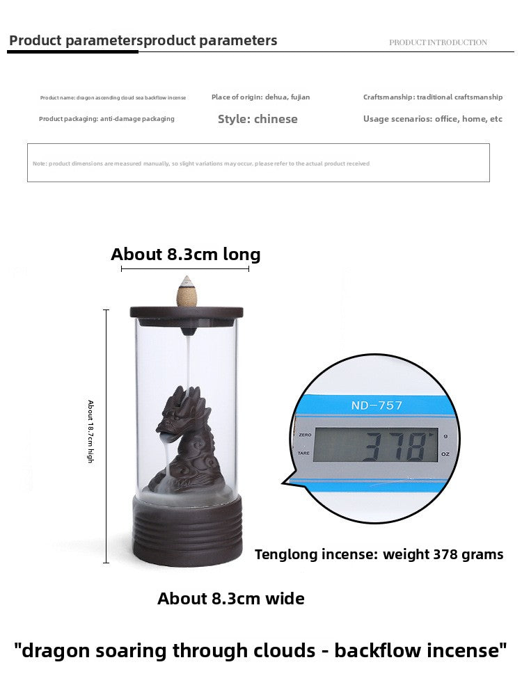 zensoullab Purple Clay Backflow Incense Burner Home Decor Ornament Craft Creative Windproof Cover Dragon Backflow Incense Burner