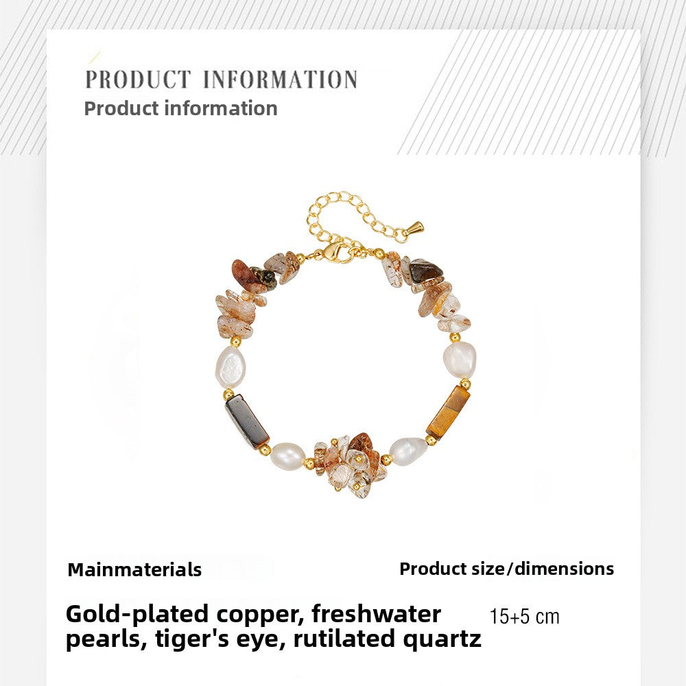 zensoullab Freshwater Pearl Melad Sweater Chain Bracelet Hair Crystal Tiger Eye Stone Necklace Elegant High-end Design