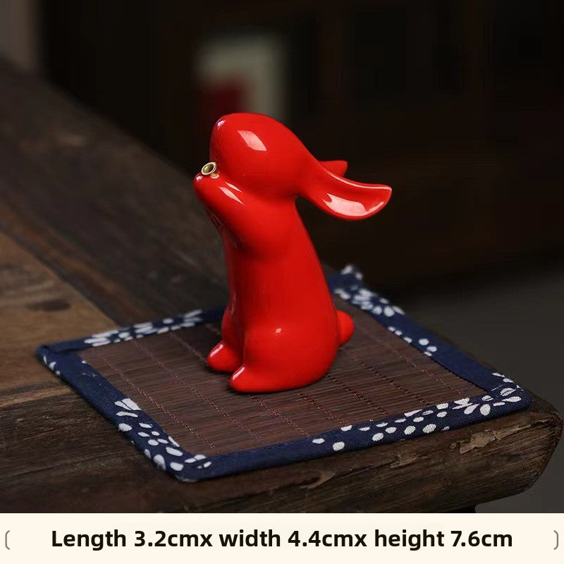 Zensoullab Creative Cute Little White Rabbit Ceramic Aromatherapy Stove Decoration Tea Ornaments Cover Living Room Home Incense Sandalwood Incense Stick Holder