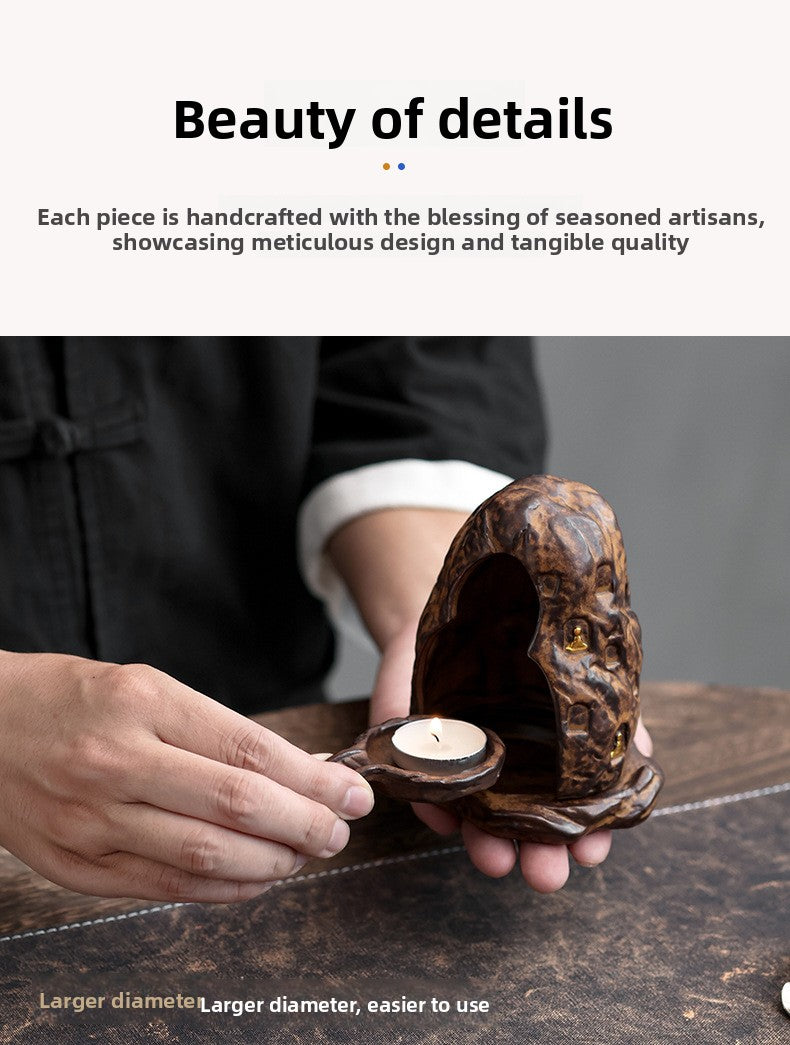 Zensoullab Classical Dunhuang Incense Coil Burner Vintage Ceramic Candle Holder Household Multi-Purpose Indoor Small Xiangyun Incense Burner Sandalwood Agarwood Seats