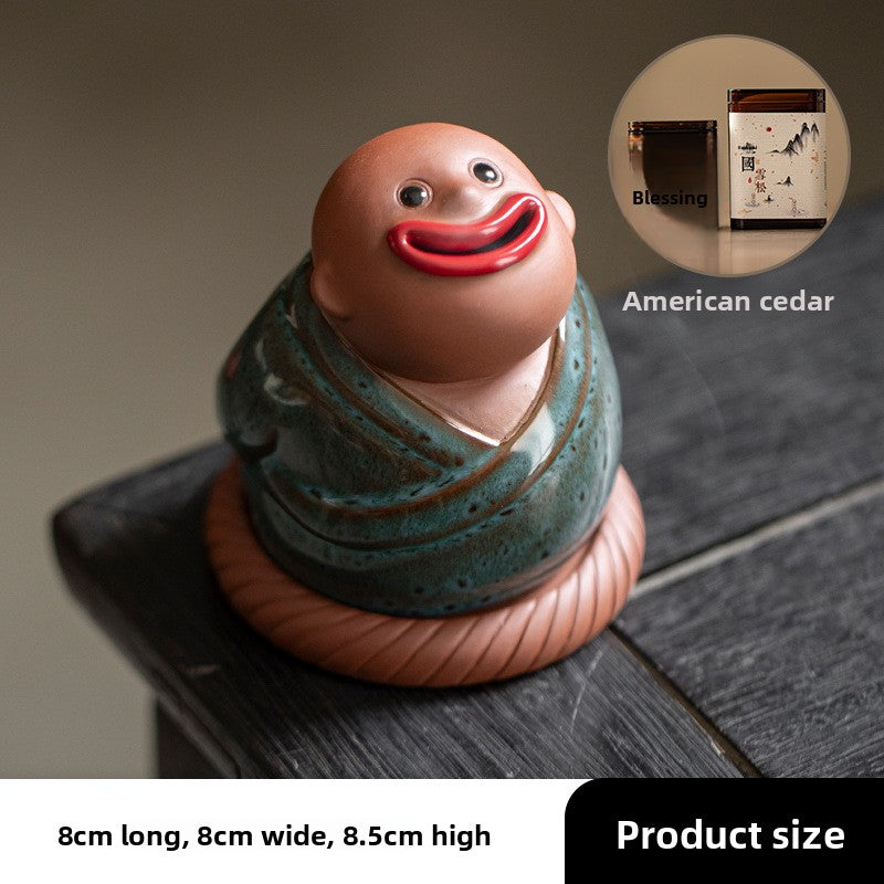 zensoullab Creative Little Monk Incense Burner Cute Aromatherapy Burner Ornament Zen Style Home Indoor Agarwood Sandalwood Incense Burner Incense Box