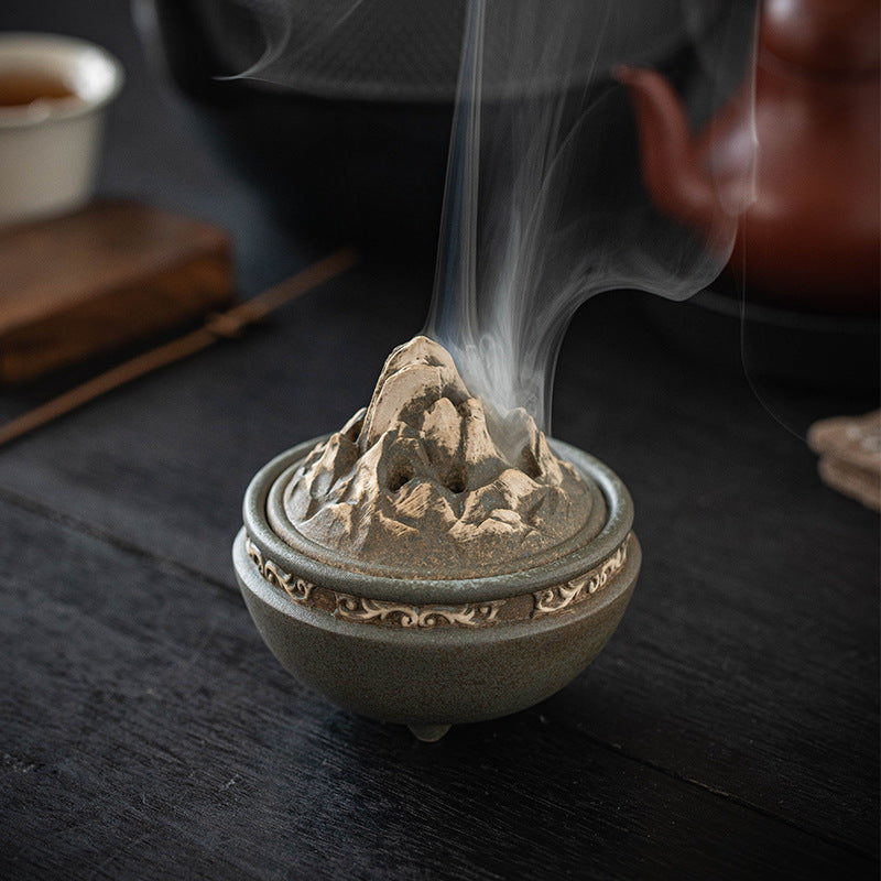 zensoullab Boshan Ceramic Incense Burner for Home Indoor Small Sandalwood Agarwood Incense Burner Zen Tea Room Incense Incense Seal Tower Incense Burner
