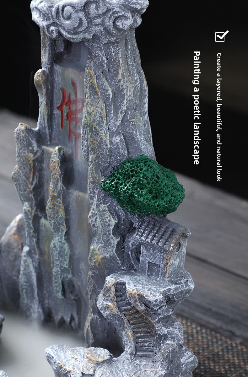 zensoullab Large Resin Backflow Incense Burner Entrance Decoration Incense Ceremony Aromatherapy Burner Fish Tank Rockery Landscape Sandalwood Burner Antique Decoration