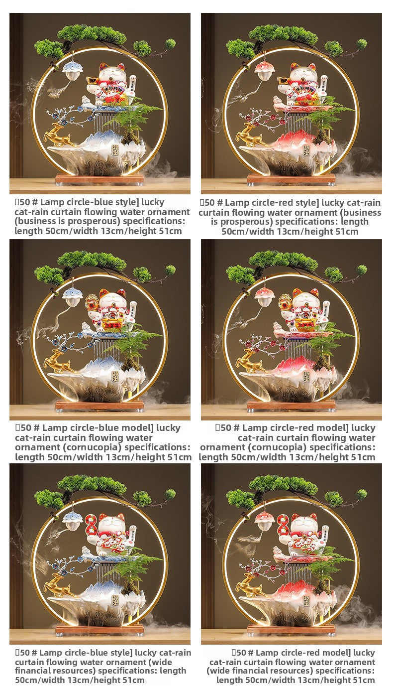 zensoullab Lucky Cat Flowing Water Wealth-Attracting Ornament Circulating Water Living Room Desktop Decoration