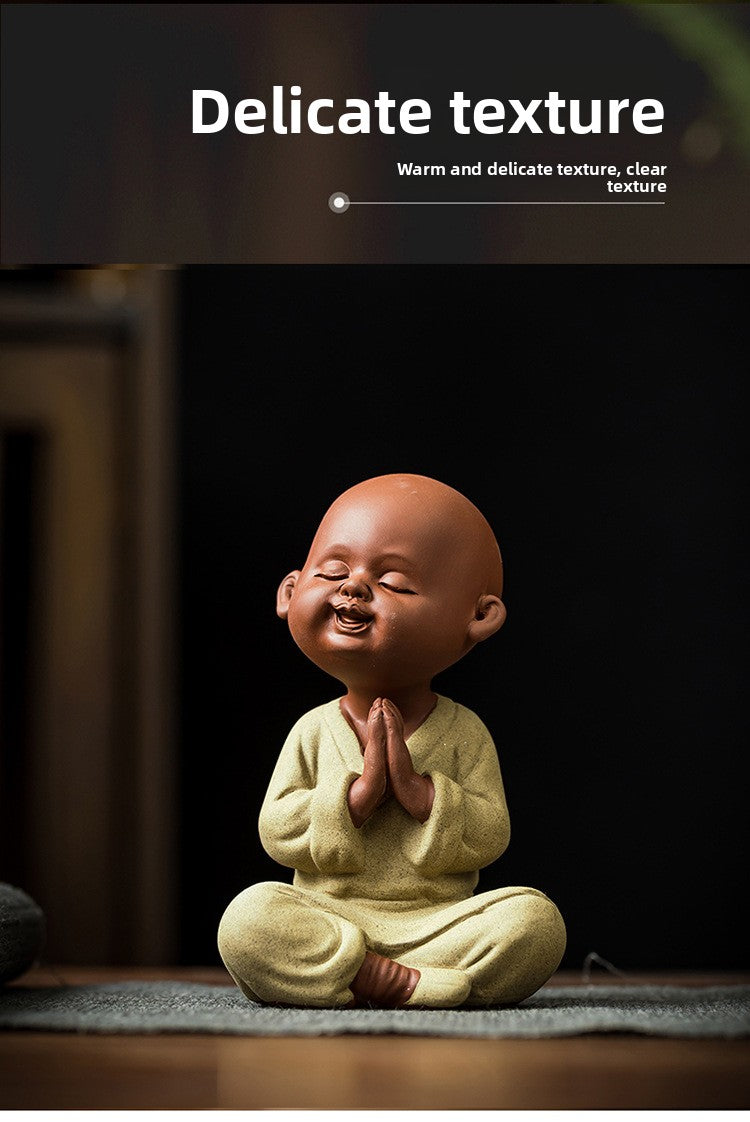 zensoullab Purple Clay Little Monk Cute Character Tea Pet Ornament Kung Fu Tea Set Tea Ceremony Ceramic Little Sha Ni Home Decor Ornament