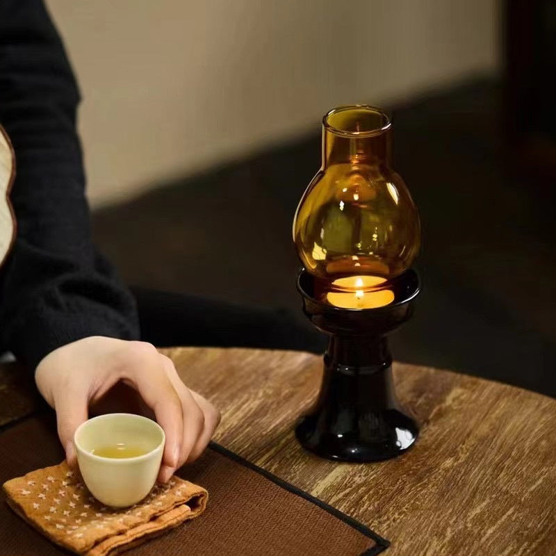 zensoullab Empty Illusion Candle Holder Home Aromatherapy Glass Ornament High-end Vintage Chinese Zen Creative Atmosphere Lamp Ancient Style
