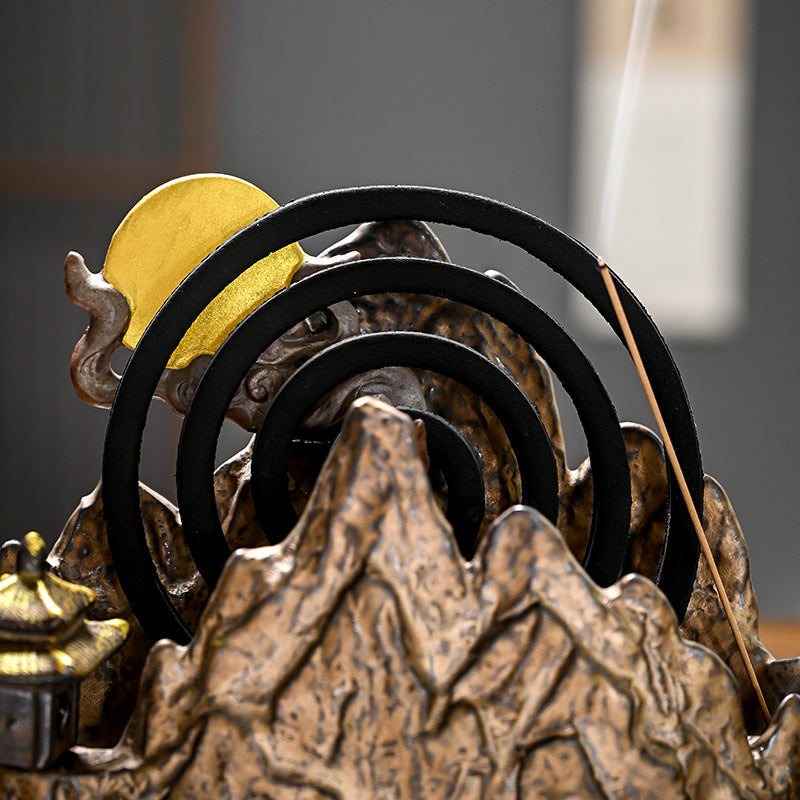 zensoullab Creative Ceramic Large Incense Burner Antique Style Home Indoor Incense Tea Ceremony Incense Holder Sandalwood Agarwood Mosquito Coil Burner
