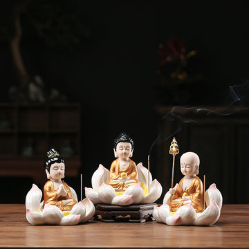 Zensoullab Creative Boutique Handicrafts Ceramic Classical Buddha Statue Buddha Buddha Guanyin Bodhisattva Chinese Household Car Safety Ornaments