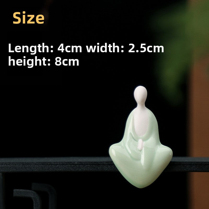 zensoullab Zen Green Porcelain Formless Small Living Tea Ceremony Accessories Ceramic Succulent Bonsai Fish Tank Landscaping Home Chinese Style Mini Ornaments