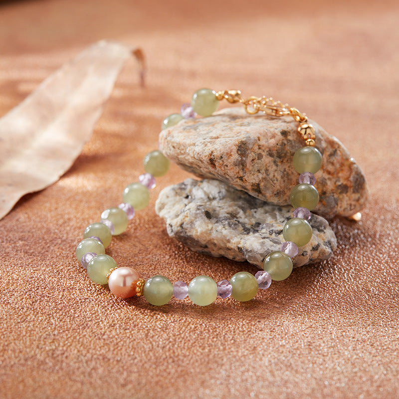 zensoullab Natural Hetian Jade Pearl Necklace Women's Set S925 Solid Silver Clavicle Chain Hot Sale