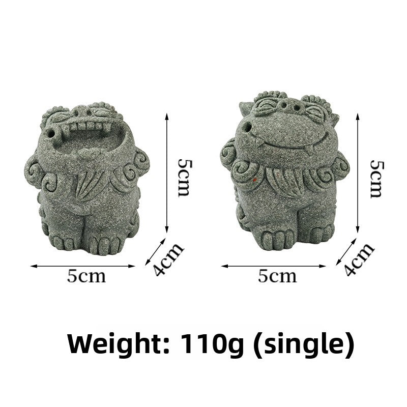 zensoullab Chinese Style Stone Lion Incense Holder Indoor Incense Stick Sandalwood Agarwood Small Incense Tray Creative Festive Tea Ceremony Desktop Ornament