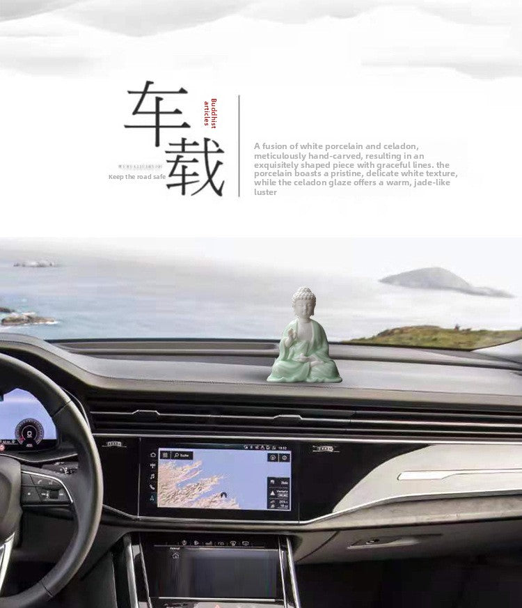 zensoullab Premium White Porcelain Handmade Buddha Statue Tathagata Buddha Ornament Ceramic Guanyin Bodhisattva Living Room Buddha Hall Car Mount Decoration
