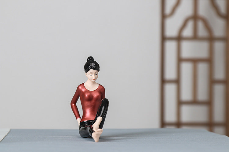 zensoullab Premium Ceramic Figure Yoga New Chinese Style Home Living Room Modern Ornament Lady Yoga Studio
