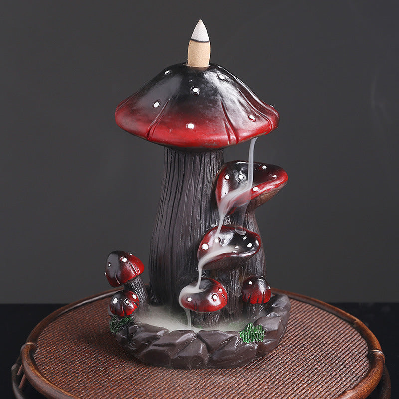 zensoullab Backflow Incense Burner Incense Holder Incense Stand Aromatherapy Creative European Style Home Craft Ornament Mushroom Resin Backflow Incense Burner