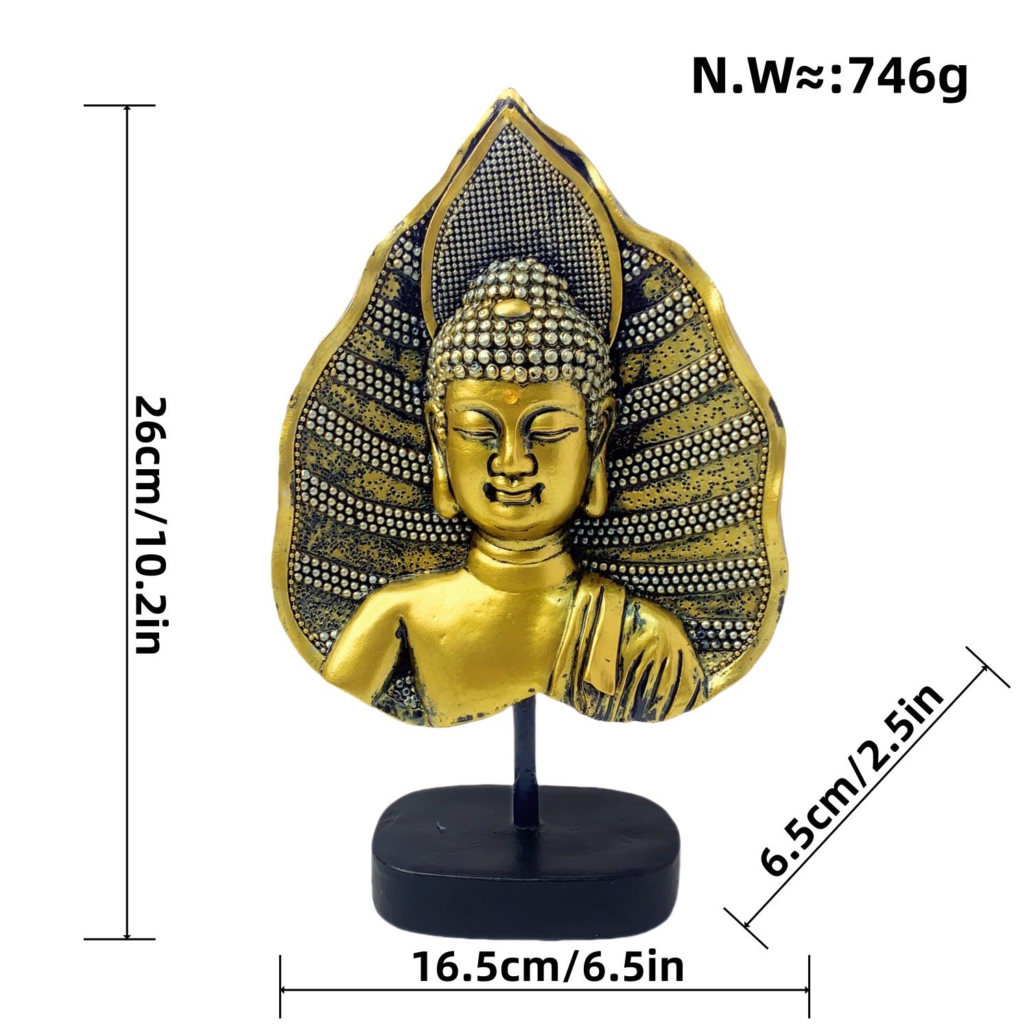 zensoullab New Chinese Style Buddha Statue Ornament Resin Painted Gold-Plated Small Buddha Statue Retro Zen Buddha Head Home Tea Room Decoration
