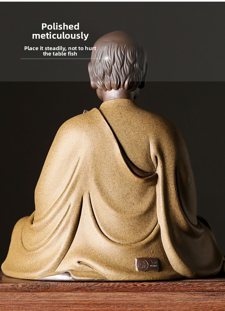 zensoullab Ceramic Master Hongyi Figure Large Ornament New Chinese Zen Style Home Office Desktop Decoration Craft Statue