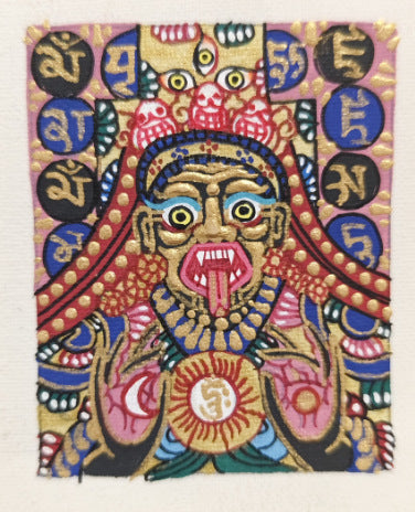 zensoullab Nepal Hand-painted Zakiram Female God of Wealth Small Thangka Gawu Box Painting Core Tibet Tibetan God of Wealth Thangka Pendant
