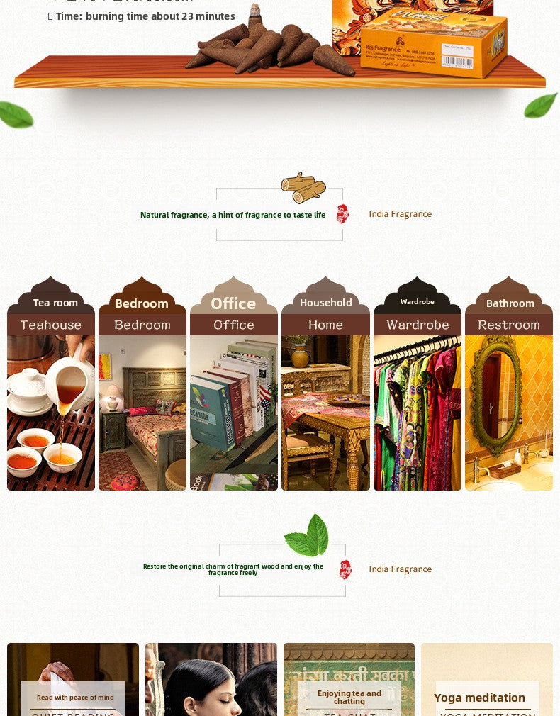 zensoullab Indian Incense Golden Wood Original Imported Laoshan Sandalwood Handmade Aromatherapy Incense Tower Incense Cone Incense 179