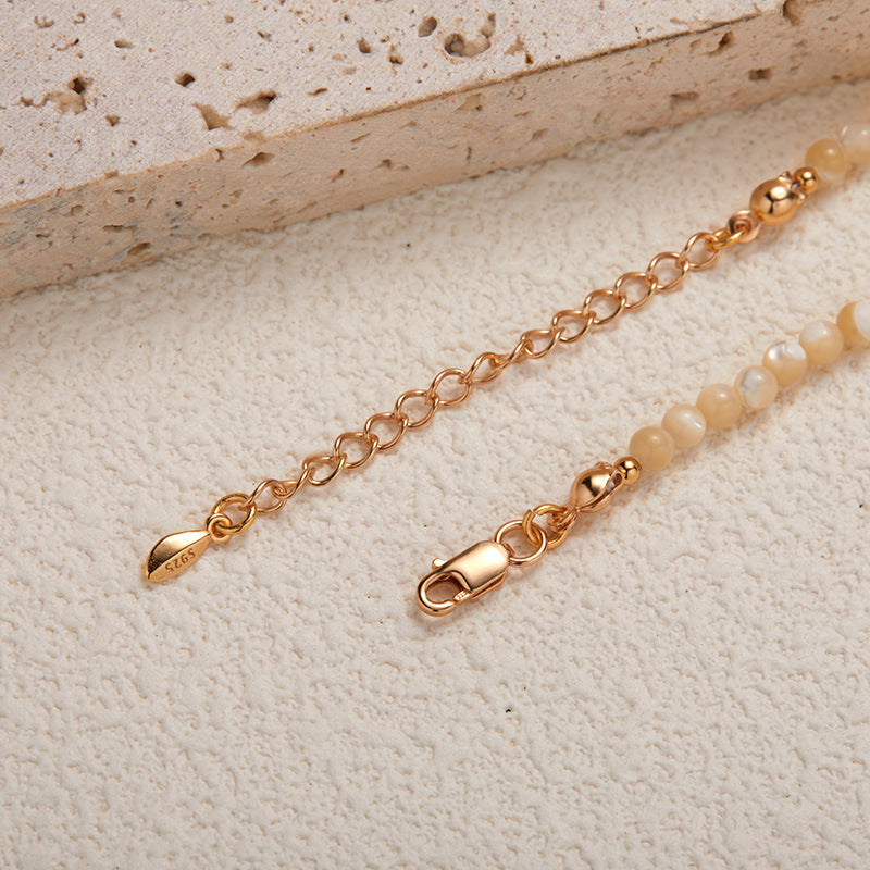 zensoullab S925 Sterling Silver Natural Yellow Shell Yellow Crystal Gemstone Necklace for Women Fashion Trend Devil's Eye Pendant Original Design