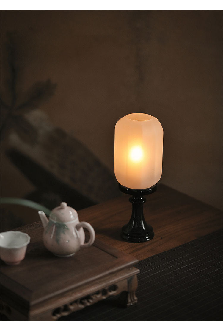 Zensoullab Antique Style Domestic Aromatherapy Candle Candlestick Chinese Zen Antique Lampshade Ceramic Decoration Tea Room Ambience Light