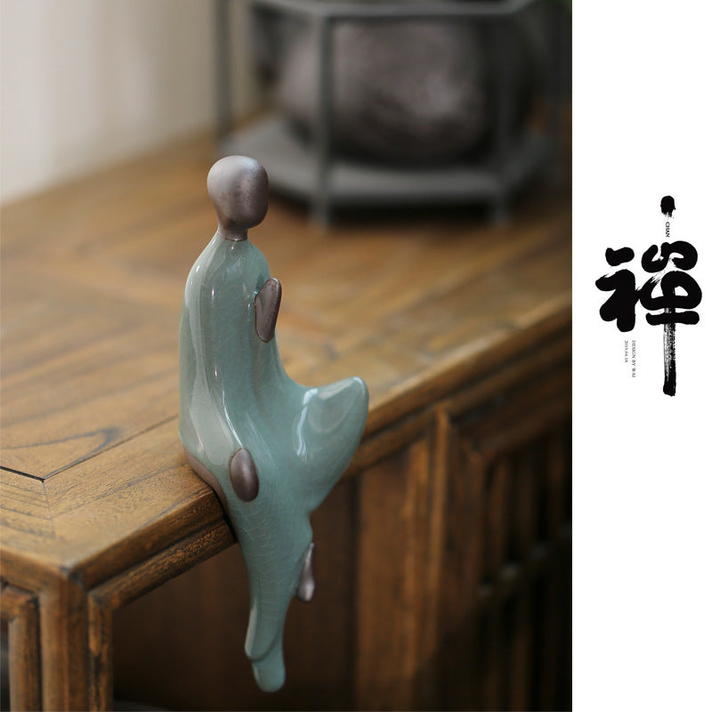 zensoullab Zen Ceramic Crafts Formless Buddha New Chinese Style Living Room Study Entrance Decoration Ge Kiln Creative Figurine