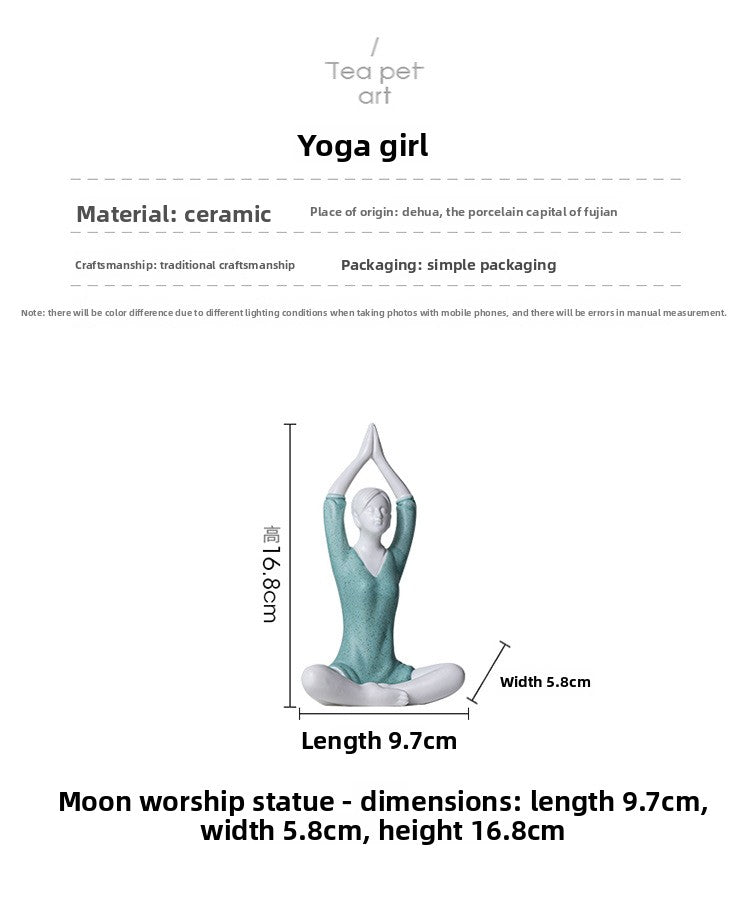 zensoullab Simple Ceramic Crafts Purple Clay Yoga Girl Modern Ornament Creative Figure Artwork Yoga Studio Gift