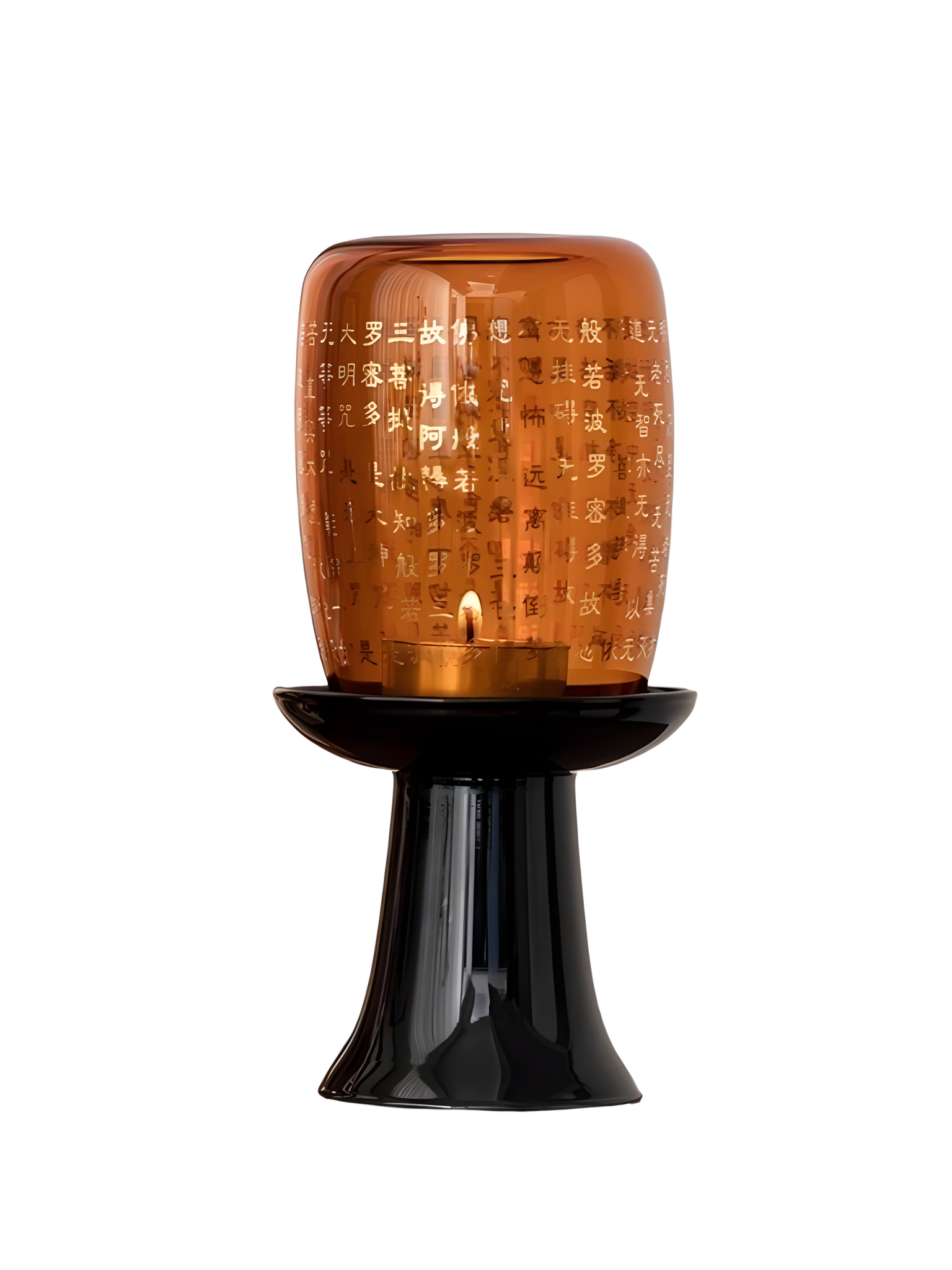 Zensoullab “Heart Sutra Light” Amber Glass Candle Holder | Mindful Meditation & Serenity Lamp