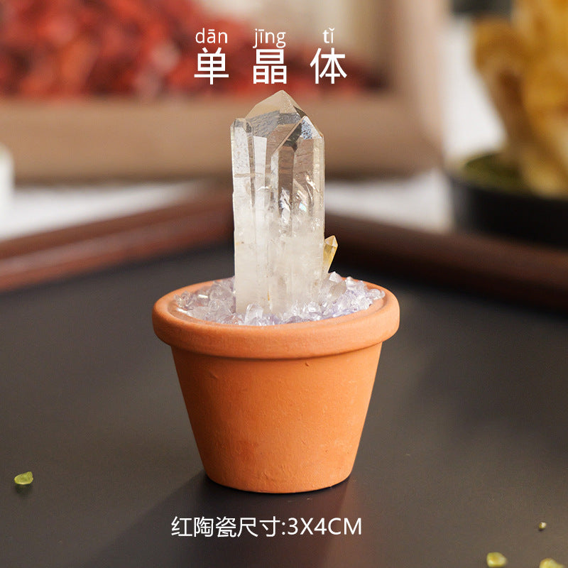 zensoullab Natural Crystal Raw Stone Mineral Pot Ornament Crystal Gemstone DIY Simulation Potted Plant Home Desktop Car Ornament