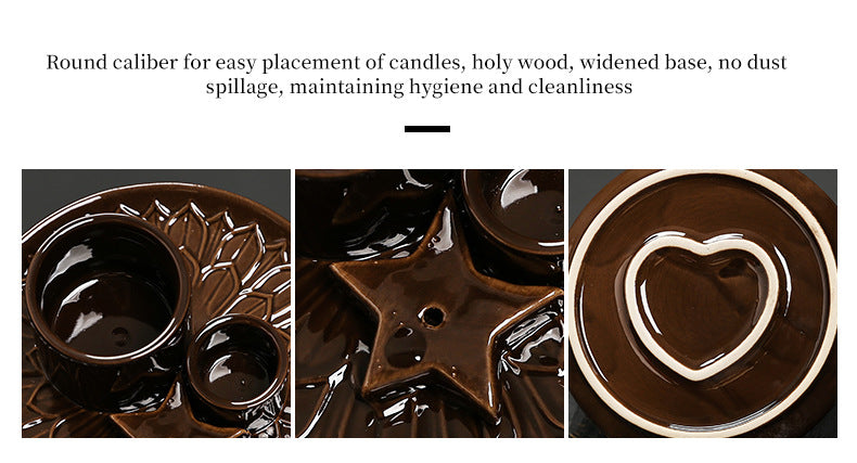 Ceramic Aromatherapy Candle Holder Aromatherapy Burner Simple Nordic Style Candle Cup Atmosphere Decoration Sage Holy Wood Plate