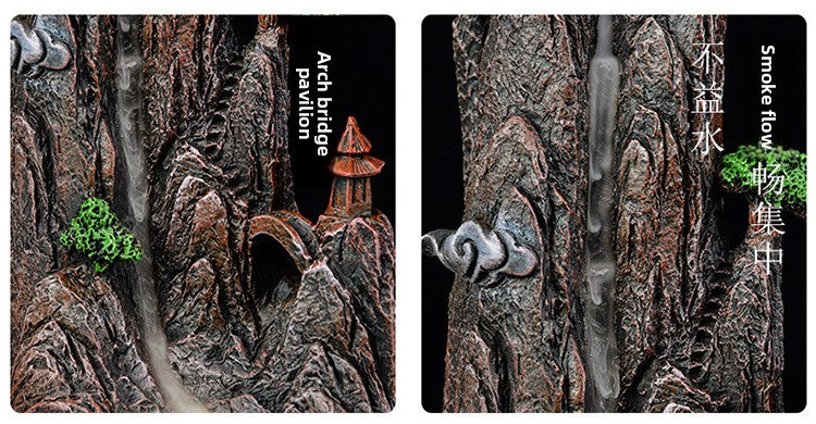 zensoullab Resin Carved Backflow Incense Burner Mountain Water Creative Aromatherapy Burner Ornamental Smoke Incense Burner Agarwood Sandalwood Incense Dehua Ceramic