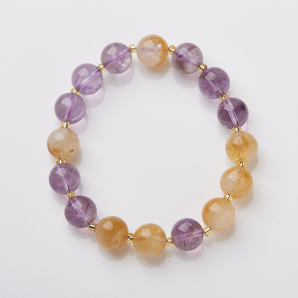 zensoullab Nine Purple Fire Bracelet Natural Amethyst Purple Bracelet Multi-Gem Good Luck Beads